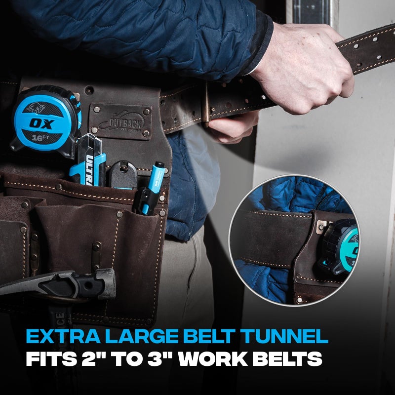 OX Tools Leather Tool Pouch for Pro Drywall Contractor, Oil Tanned Leather Tool Belt Pouches Hammer Loop, Belt Loops, Framing Drywaller's Tool Organizer Bag OX-P263801 - Image 5